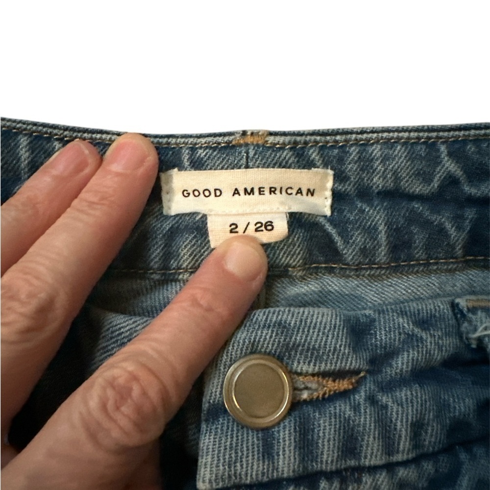 GOOD AMERICAN high-rise straight leg tappered Denim Jeans size 2/26 - Picture 2 of 6